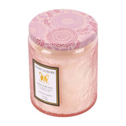 Darphe Pink Embossing Glass Cup Soy Wax Lavender And Eucalyptus Scented Candle With Lid, 7Cm (Dia.) X 9Cm (H) - thumbnail 3
