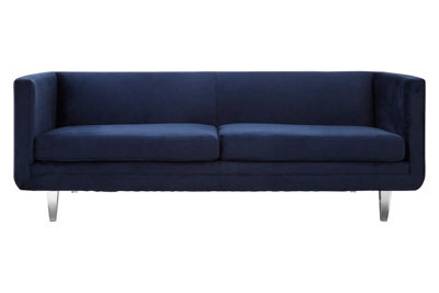 Orsina Velvet Upholestred Dark Blue Sofa,3-Seater Lounge Sofa With Low Armrests,luxe Couch, Sofa Seat For Patio - image 1
