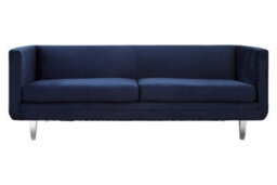 Orsina Velvet Upholestred Dark Blue Sofa,3-Seater Lounge Sofa With Low Armrests,luxe Couch, Sofa Seat For Patio - thumbnail 1
