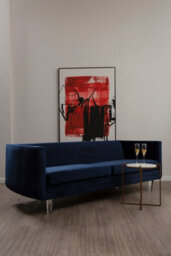 Orsina Velvet Upholestred Dark Blue Sofa,3-Seater Lounge Sofa With Low Armrests,luxe Couch, Sofa Seat For Patio - thumbnail 2