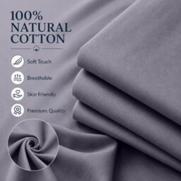 Moonlight Bedding 100% Cotton Hotel Quality Flat Bed Sheet, Top Sheet For Guest House, Spa & Airbnb (Grey, Single, 175X275 Cm) - thumbnail 2