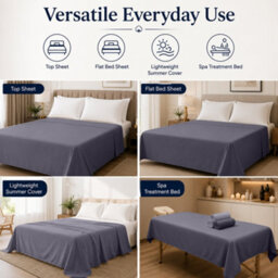 Moonlight Bedding 100% Cotton Hotel Quality Flat Bed Sheet, Top Sheet For Guest House, Spa & Airbnb (Grey, Single, 175X275 Cm) - thumbnail 5