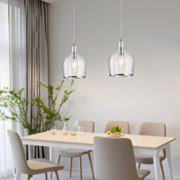 Harper Living Pendant Ceiling Light, Chrome Glass Pendant Lamp With Bubbles Glass Shade, Adjustable Drop (45-150Cm) - thumbnail 4