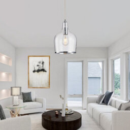 Harper Living Pendant Ceiling Light, Chrome Glass Pendant Lamp With Bubbles Glass Shade, Adjustable Drop (45-150Cm) - thumbnail 2