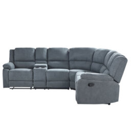 Beliani Manual Recliner Corner Sofa 5 Seater Rokke Fabric Grey Left Hand - thumbnail 7