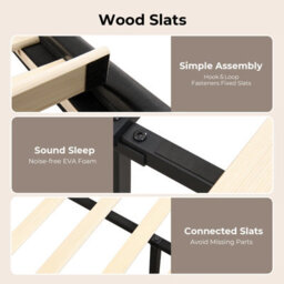 Levede Double Bed Frame Metal And Wood Plush Upholstered Mattress Base - thumbnail 8