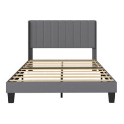 Levede Double Bed Frame Metal And Wood Plush Upholstered Mattress Base - thumbnail 3