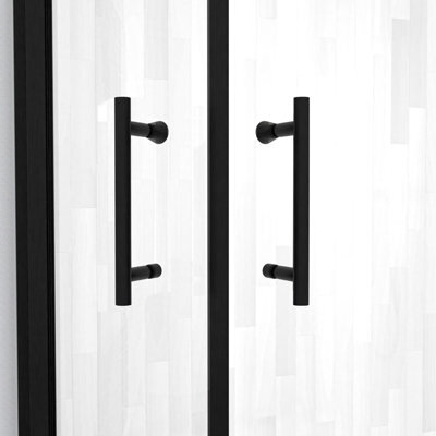 Nes Home Black Pair Of Universal Rounded 140mm Hole Centre Shower Door Handles - image 1