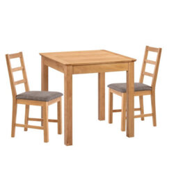 Hallowood Furniture Hereford Small Dining Table With 2 Ladder Back Oak Chairs (Grey Seat) - thumbnail 8