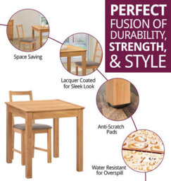 Hallowood Furniture Hereford Small Dining Table With 2 Ladder Back Oak Chairs (Grey Seat) - thumbnail 2