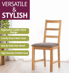 Hallowood Furniture Hereford Small Dining Table With 2 Ladder Back Oak Chairs (Grey Seat) - thumbnail 5