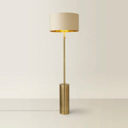 Valuelights Lexy Antique Brass Rotary Dimmer Switch Floor Lamp With Beige/gold Shade - thumbnail 4
