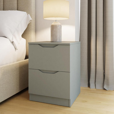 Fwstyle Luno Green 2 Drawer Bedside Chest Nightstand (H) 54Cm (W) 40Cm (D) 40Cm Extra Deep Drawers - image 1