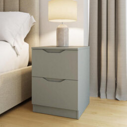 Fwstyle Luno Green 2 Drawer Bedside Chest Nightstand (H) 54Cm (W) 40Cm (D) 40Cm Extra Deep Drawers - thumbnail 1