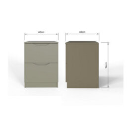 Fwstyle Luno Green 2 Drawer Bedside Chest Nightstand (H) 54Cm (W) 40Cm (D) 40Cm Extra Deep Drawers - thumbnail 6