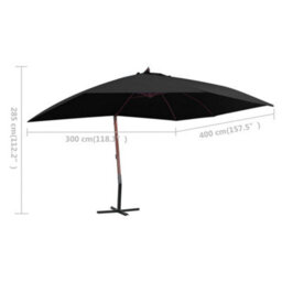 Walplus Hanging Garden Parasol With Wooden Pole 400X300 Cm Black - thumbnail 8