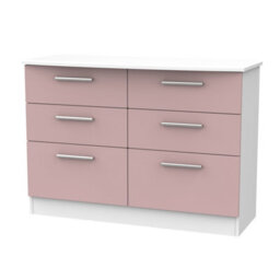 Harrow 6 Drawer Wide Chest In Kobe Pink & White (Ready Assembled)