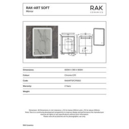 RAK Ceramics Rak Art Soft 600X800mm Chrome Led Illuminated Bathroom Mirror With Touch Sensor & Ip44 Rating - thumbnail 2
