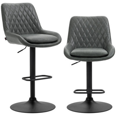 Wyld Haus Lokasa Set Of 2 Dark Grey Adjustable Retro Bar Stools With Swivel Seats - image 1