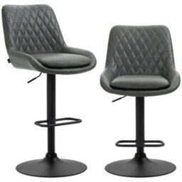 Wyld Haus Lokasa Set Of 2 Dark Grey Adjustable Retro Bar Stools With Swivel Seats