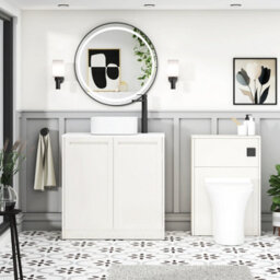 Royal Bathrooms Royal Bathroom Elmore 800mm Classic White Freestanding Bathroom Vanity Unit 2 Door Plain White Worktop With Elena Basin - thumbnail 5