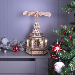 Netagon St Helens Home And Garden Battery Powered Wooden Christmas Pyramid With 6 Led Lights - thumbnail 3