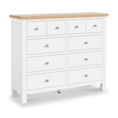 Farro White 4 Over 6 Chest Of Drawers Fully Assembled - Painted With Oak Top By Roseland Furniture - image 1