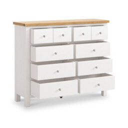 Farro White 4 Over 6 Chest Of Drawers Fully Assembled - Painted With Oak Top By Roseland Furniture - thumbnail 5