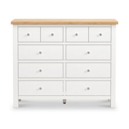 Farro White 4 Over 6 Chest Of Drawers Fully Assembled - Painted With Oak Top By Roseland Furniture - thumbnail 4