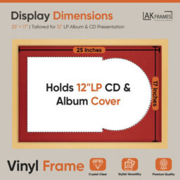 "AK Frames 25X17"" Matte Yellow Modern Vinyl Record Frame With Crimson Mount For 12 Inch Lp Cover & Disc - Overlapped Design" - thumbnail 2