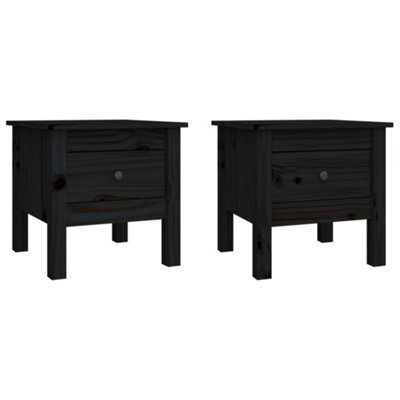 Berkfield Durable Side Tables 2 Pcs Black 40X40X39 Cm Solid Wood Pine - image 1