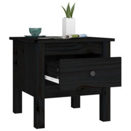 Berkfield Durable Side Tables 2 Pcs Black 40X40X39 Cm Solid Wood Pine - thumbnail 5