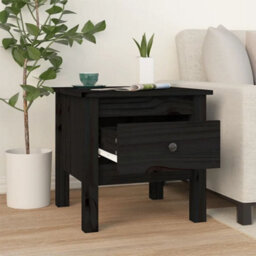 Berkfield Durable Side Tables 2 Pcs Black 40X40X39 Cm Solid Wood Pine - thumbnail 3