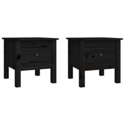 Berkfield Durable Side Tables 2 Pcs Black 40X40X39 Cm Solid Wood Pine - thumbnail 1
