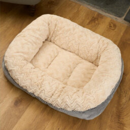 OHS Faux Fur Dog Bed Washable Plush Soft Fleece Ribbed Pet Basket Cushion Warm Cosy - thumbnail 5