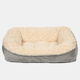 OHS Faux Fur Dog Bed Washable Plush Soft Fleece Ribbed Pet Basket Cushion Warm Cosy - thumbnail 9