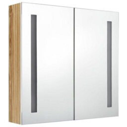 Berkfield Stylish Led Bathroom Mirror Cabinet White And Oak 62X14X60 Cm - thumbnail 3