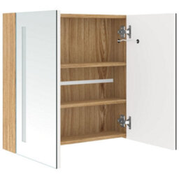 Berkfield Stylish Led Bathroom Mirror Cabinet White And Oak 62X14X60 Cm - thumbnail 5