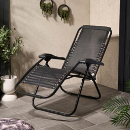 Ohs 2 X Garden Reclining Zero Gravity Patio Sun Lounger Folding Chair Outdoor - Black - thumbnail 4