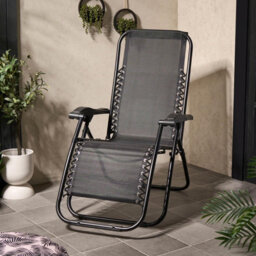 Ohs 2 X Garden Reclining Zero Gravity Patio Sun Lounger Folding Chair Outdoor - Black - thumbnail 3