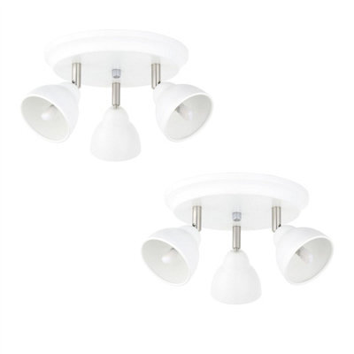 First Choice Lighting Set Of 2 Monaco - White & Brushed Chrome 3 Way Ceiling Spotlights - image 1