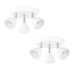 First Choice Lighting Set Of 2 Monaco - White & Brushed Chrome 3 Way Ceiling Spotlights - thumbnail 1