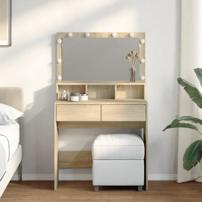 Berkfield Dressing Table With Led Sonoma Oak 80X41X134.5 Cm - image 1
