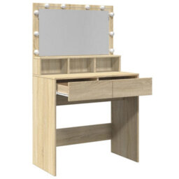 Berkfield Dressing Table With Led Sonoma Oak 80X41X134.5 Cm - thumbnail 9