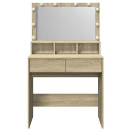 Berkfield Dressing Table With Led Sonoma Oak 80X41X134.5 Cm - thumbnail 5