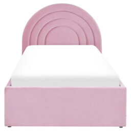 Beliani Anet Ottoman Kids Bed With Half-Round Headboard (Eu Single), Velvet, 90X200 Cm, Pink - thumbnail 6