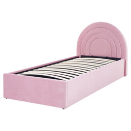 Beliani Anet Ottoman Kids Bed With Half-Round Headboard (Eu Single), Velvet, 90X200 Cm, Pink - thumbnail 5