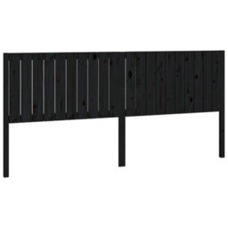Berkfield Bed Headboard Black 205.5X4X100 Cm Solid Wood Pine - thumbnail 2