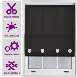 Made To Measure Daylight Roller Blind With Big Round Eyelets - (W)120Cm X (L)210Cm Black By Furnished - thumbnail 1