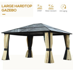 Outsunny 4 X 3.6M Hardtop Gazebo Canopy W/ Polycarbonate Roof & Aluminium Frame - thumbnail 4